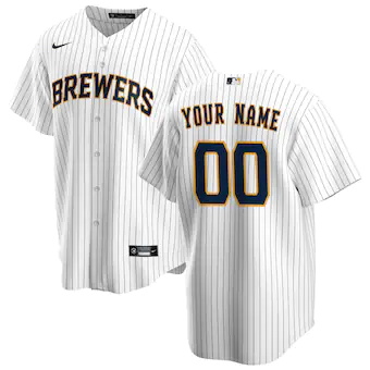 mens nike white milwaukee brewers alternate replica custom 